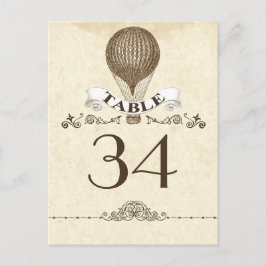 tarjeta de número de tabla - postal con globo de a