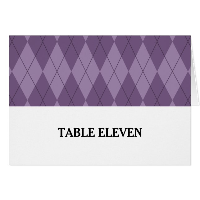 Tarjeta de número de tabla Purple Argyle (Anverso (Horizontal))