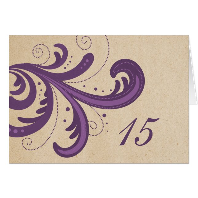 Tarjeta de número de tabla Púrpura de Swirls (Anverso (Horizontal))