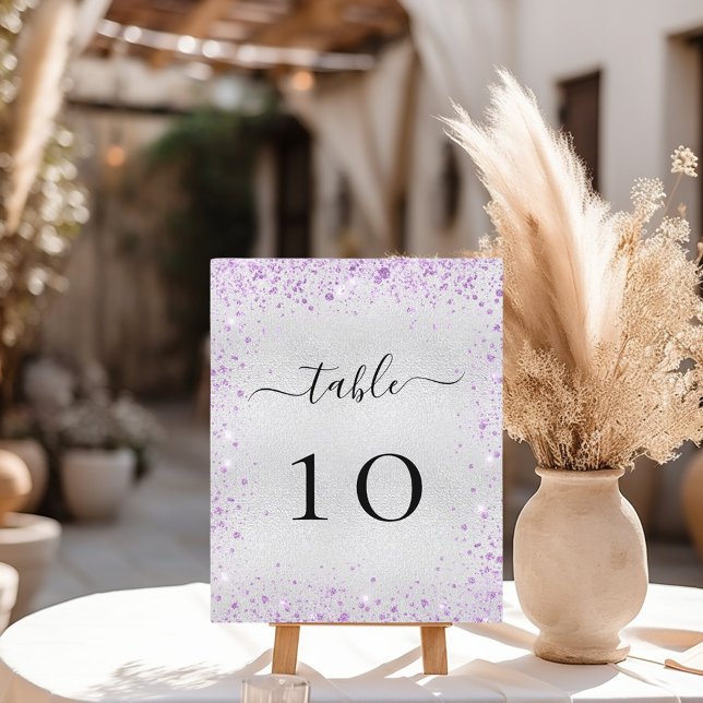 Tarjeta de número de tabla purpurina violeta plate (Subido por el creador)