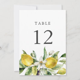 Tarjeta de número de tabla Rústica Lemons Citrus 5