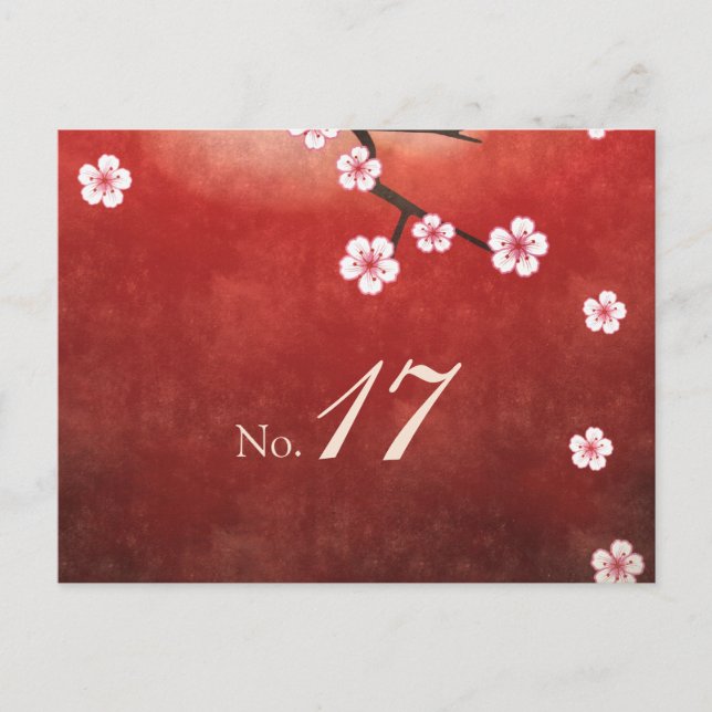 Tarjeta de número de tabla Sakura con flores de ce (Anverso)