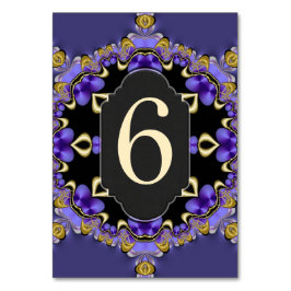 Tarjeta de número de tabla satinada morada de oro 