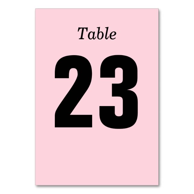 Tarjeta de número de tabla simple, rosa y negro (Anverso)