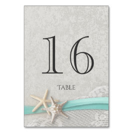 Tarjeta de número de tabla Starfish Gray and Aqua