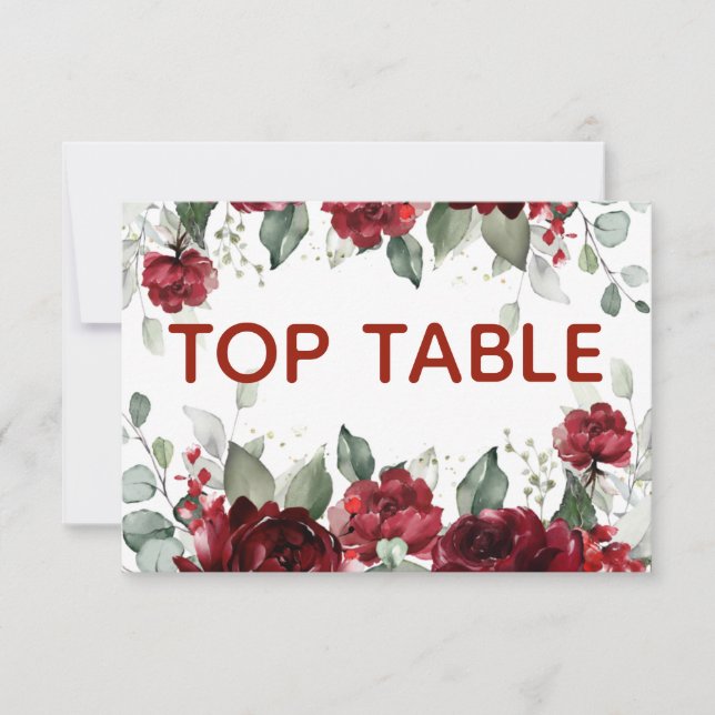 Tarjeta de número de tabla superior del Boda de Ep (Anverso)