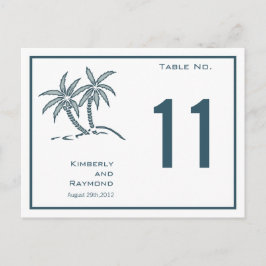Tarjeta de número de tabla tropical de palmeras ge