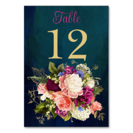 Tarjeta de número de tabla verde azulada, naval, v