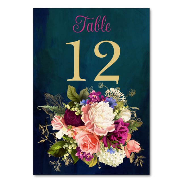 Tarjeta de número de tabla verde azulada, naval, v (Anverso)