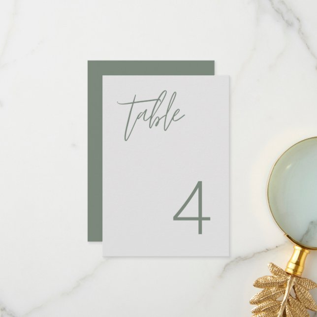 Tarjeta de número de tabla verde de sabio minimali (Anverso/Reverso In Situ)
