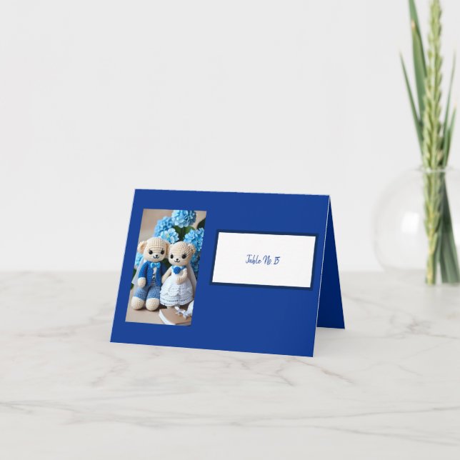 tarjeta de número de tabla vintage blue crochet (Anverso)