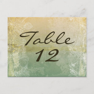 Tarjeta de número de tabla Vintage Floral Antigüed