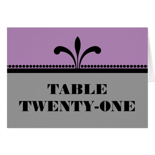 Tarjeta de número de tabla violeta/gris estilo Art (Anverso (Horizontal))