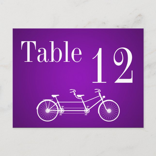 Tarjeta de número de tabla Whimsical Doble Bicicle (Anverso)