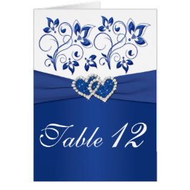 Tarjeta de número real de mesa azul y blanco