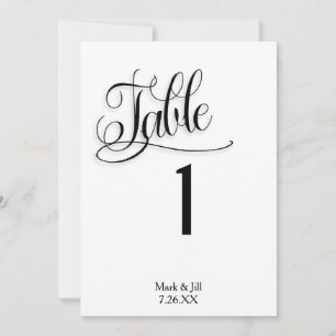 Tarjeta de números de la mesa de recepción de la b