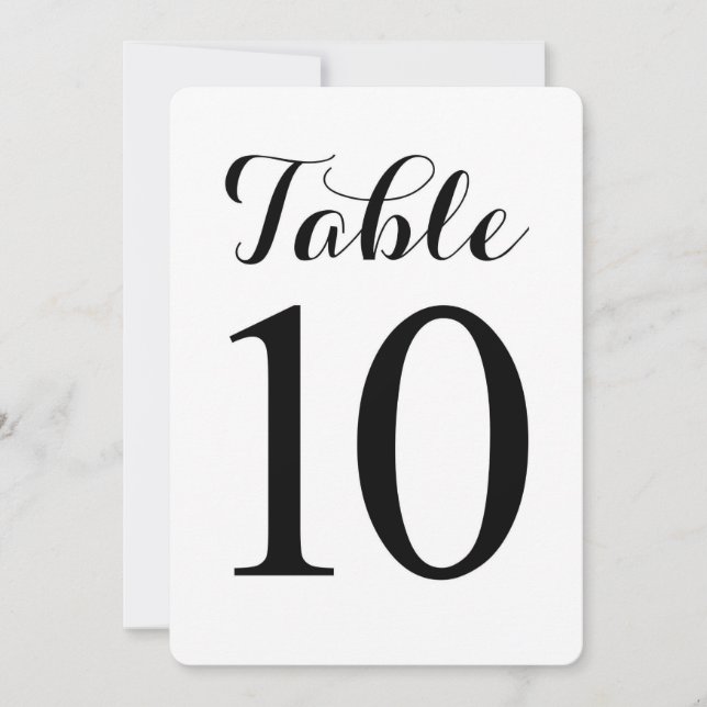 Tarjeta de números de mesa 10 de letra moderna | T (Anverso)