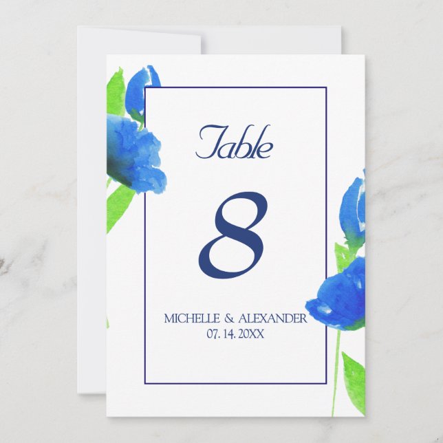 Tarjeta de números de mesa con flores silvestres d (Anverso)