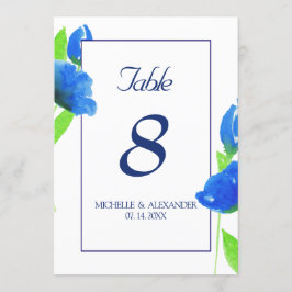 Tarjeta de números de mesa con flores silvestres d