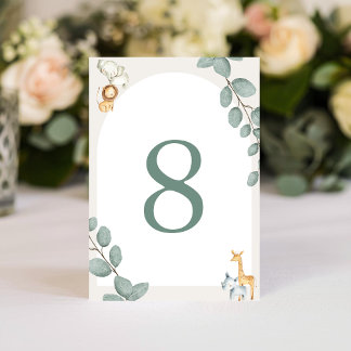 Tarjeta de Números de Mesa de Animales de Safari
