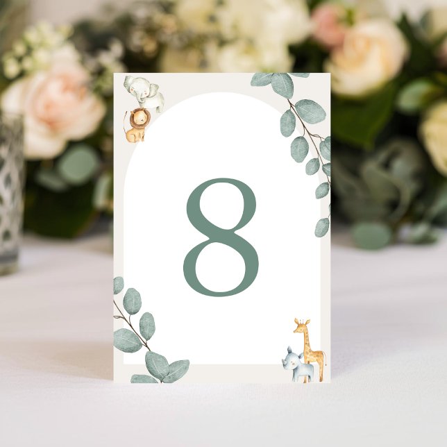 Tarjeta de Números de Mesa de Animales de Safari (Subido por el creador)