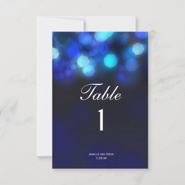 Tarjeta de números de mesa de boda con cielo azul  (Anverso)