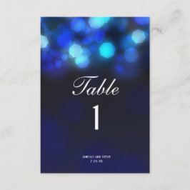 Tarjeta de números de mesa de boda con cielo azul