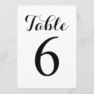 Tarjeta de números de mesa de la mesa 6 de letra m