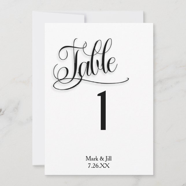 Tarjeta de números de mesa de recepción de boda en (Anverso)