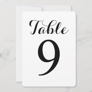 Tarjeta de números de mesa Mesa 9 letra moderna