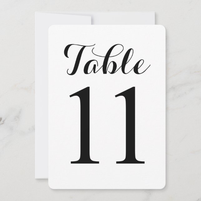 Tarjeta de números de mesa | Mesa de guión moderno (Anverso)