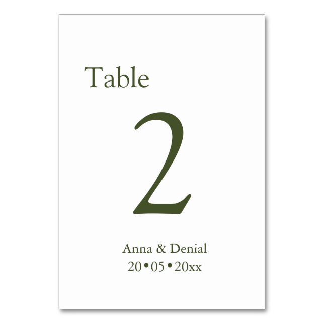 Tarjeta de números de mesa taupe pálido (Anverso)