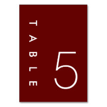 Tarjeta de números de tabla Minimalistas de Borgoñ