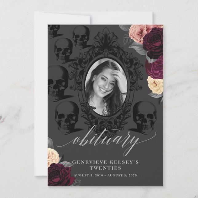 Tarjeta de Obituario Muerte a mi Juventud (Anverso)