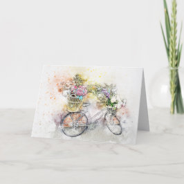 TARJETA DE OCASIÓN DE BICICLETA FLORAL - BLANCO