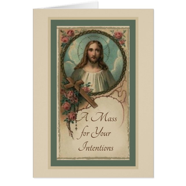 Tarjeta de oferta de misa católica de Jesús Cross  (Frente)