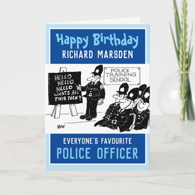 Tarjeta de oficial de policía de cumpleaños feliz (Anverso)