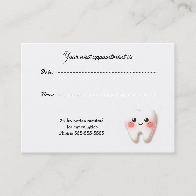 Tarjeta de Oficina de Cita de Odontología (Anverso)