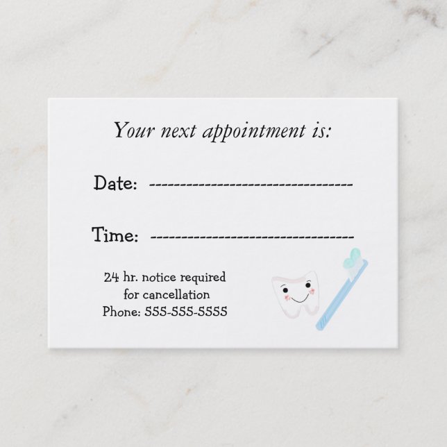 Tarjeta de Oficina de Cita Dental (Anverso)