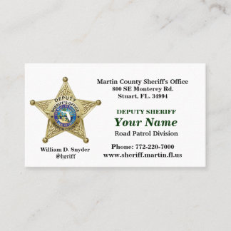 Tarjeta de oficina de Martin County Sheriff.