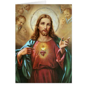 Tarjeta de ofrecimiento total católica del corazón