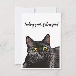 Tarjeta de ojos amarillos para gato negro