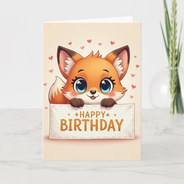 Tarjeta de ojos azules de Fennec dulce (Anverso)