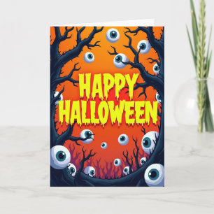Tarjeta de Ojos Espeluznantes Feliz Halloween