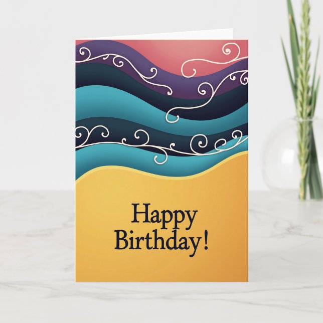 Tarjeta de Olas de Cumpleaños Dulces (Anverso)
