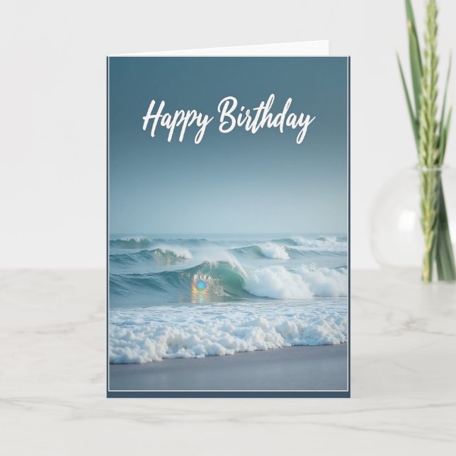 Tarjeta de olas del océano de cumpleaños (Anverso)