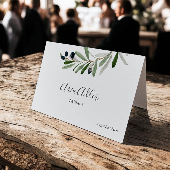 Tarjeta de opción de opción de menú DÍA de bifurca (Modern Olive Branch DIY Menu Option Place Card)