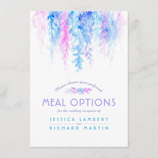 tarjeta de opciones de comida en cascada de flores (Anverso)