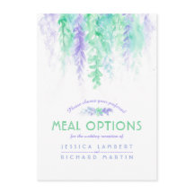 tarjeta de opciones de comida en cascada de flores