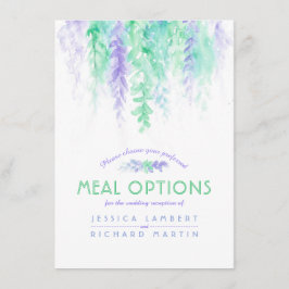 tarjeta de opciones de comida en cascada de flores